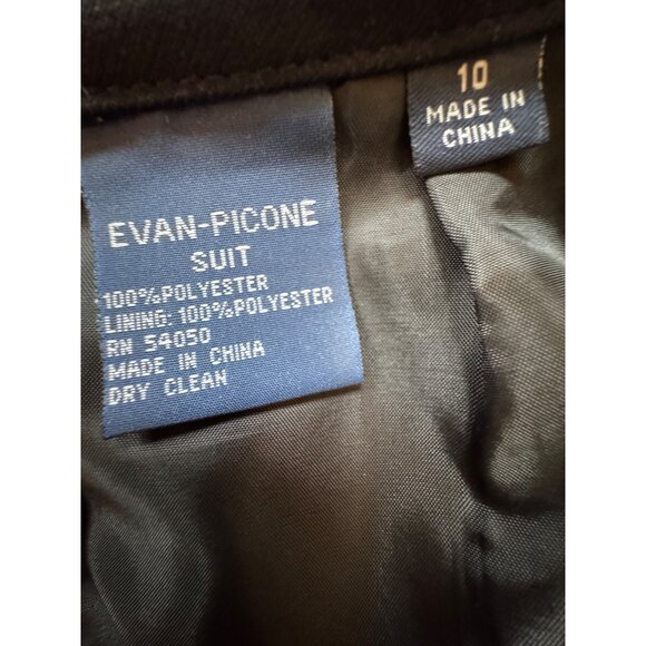 Evan-Picone Black Skirt Suit Size 10 With Side Pleats - Picture 5 of 6